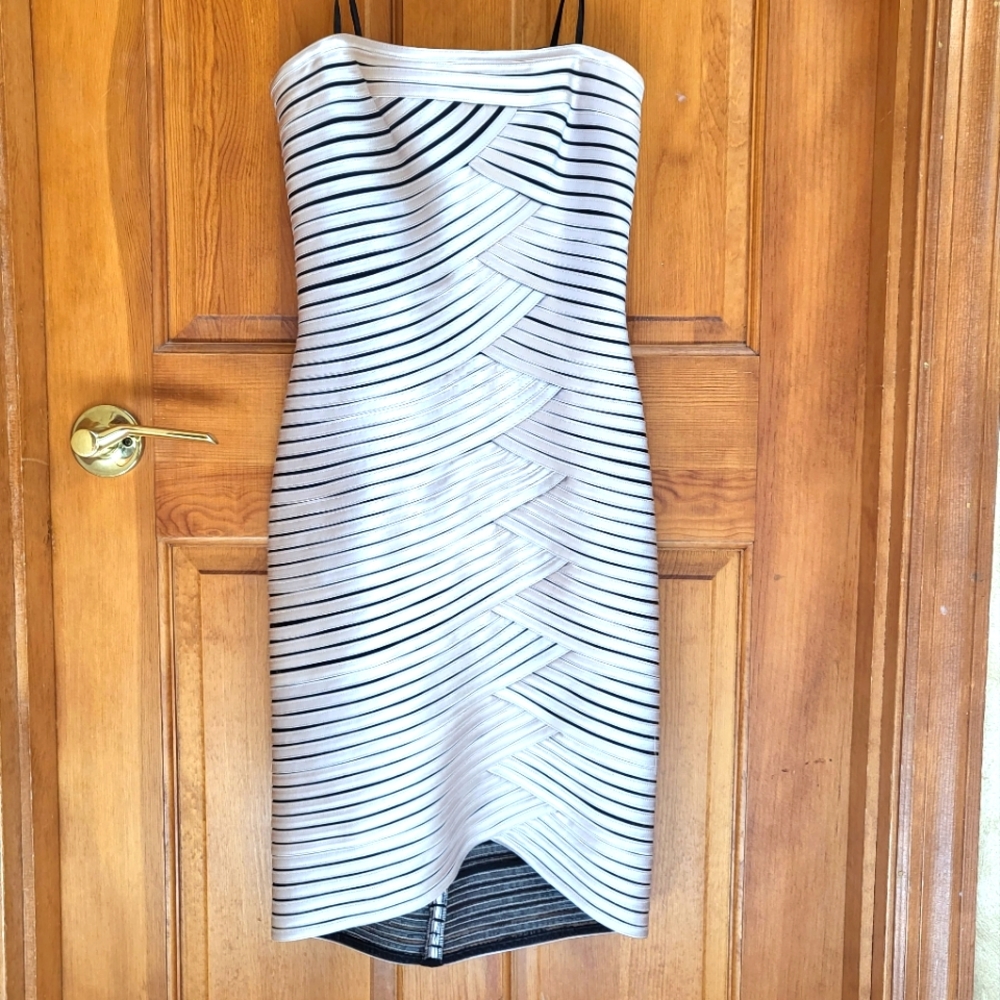 New: BCBGMAXAZRIA strapless dress in champagne color, size 0